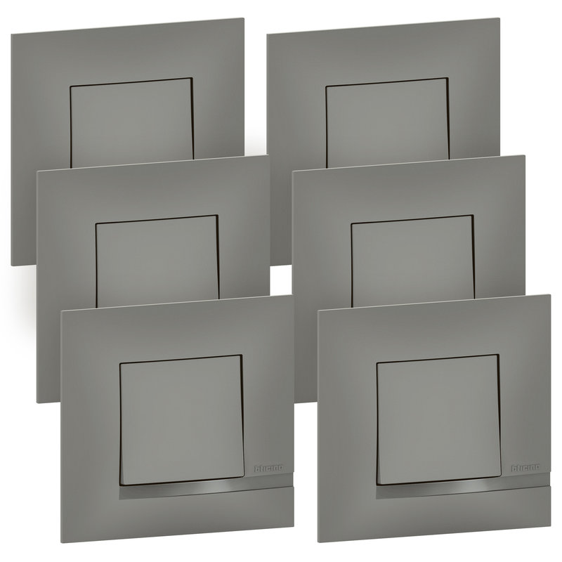 [BTI-BTAL61CL] Bticino BTAL61CL - Lot de 6 interrupteurs ou va-et-vient Altège complet - finition Nuage