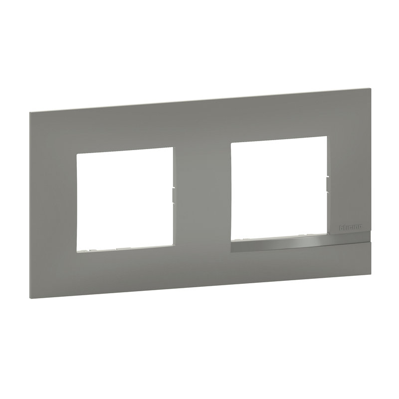 [BTI-BTAL9NA2] Bticino BTAL9NA2 - Plaque Altège Classico 2 postes Nuage - effet aluminium avec liseré effet alu