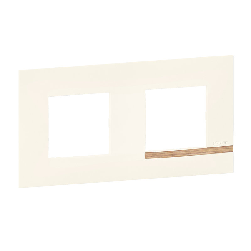 [BTI-BTAL9NB2] Bticino BTAL9NB2 - Plaque Altège Mezzo 2 postes Note boisée - blanc satiné avec liseré effet bois
