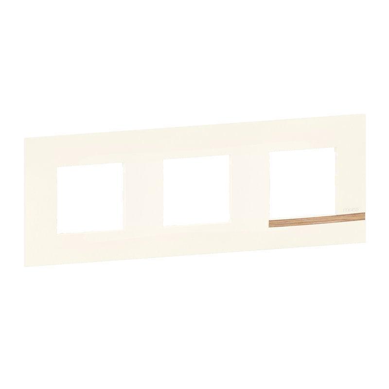 [BTI-BTAL9NB3] Bticino BTAL9NB3 - Plaque Altège Mezzo 3 postes Note boisée - blanc satiné avec liseré effet bois