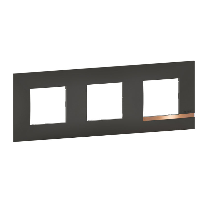 [BTI-BTAL9NC3] Bticino BTAL9NC3 - Plaque Altège Mezzo 3 postes Note cuivrée - noir satiné avec liseré effet cuivre