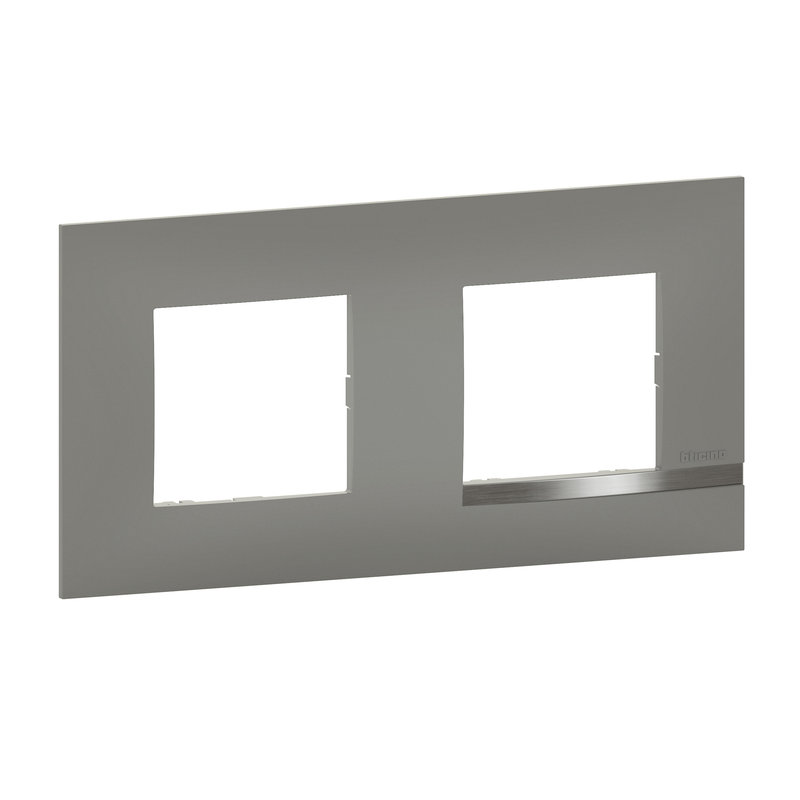 [BTI-BTAL9NI2] Bticino BTAL9NI2 - Plaque Altège Mezzo 2 postes Note irisée -effet aluminium et liseré alu brillant
