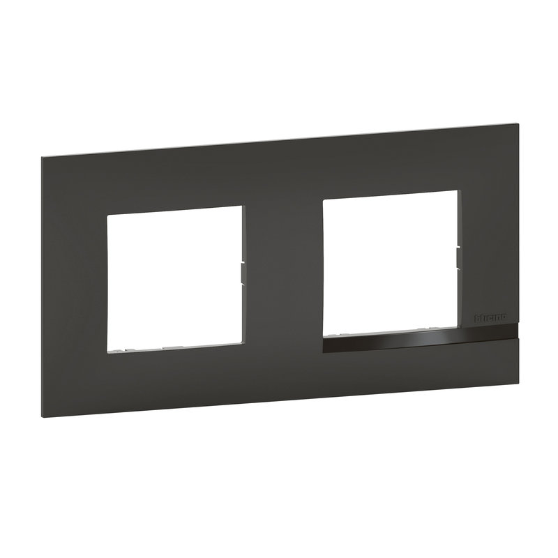 [BTI-BTAL9NU2] Bticino BTAL9NU2 - Plaque Altège Classico 2 postes Nuit - noir satiné avec liseré noir brillant
