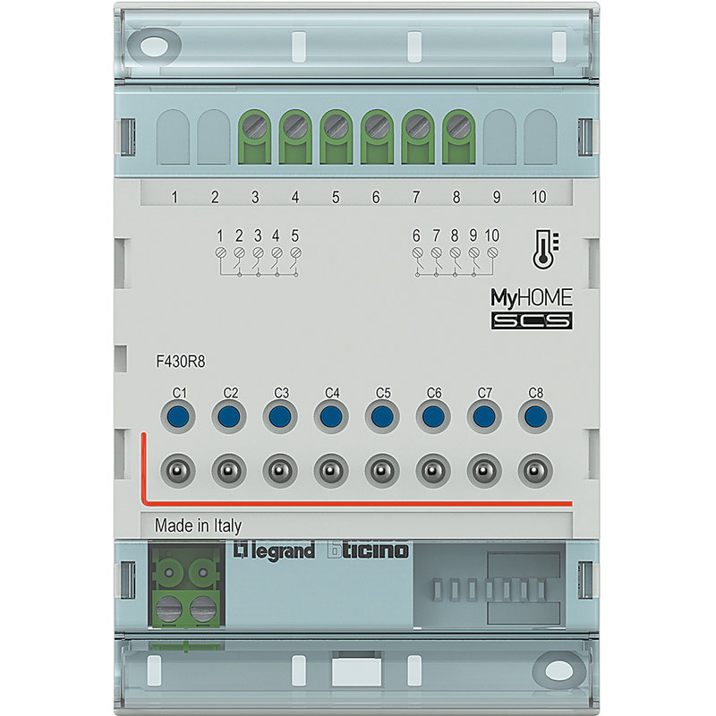 [BTI-F430R8] Bticino F430R8 - Actionneur modulaire 8 relais gestion de température MyHOME_Up - 4 modules