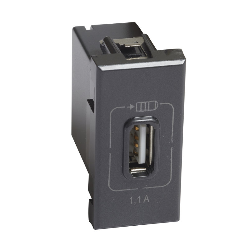 [BTI-BTHS4285C1] Bticino BTHS4285C1 - Chargeur USB simple Type-A Axolute 1,5A - 1 module - finition Anthracite