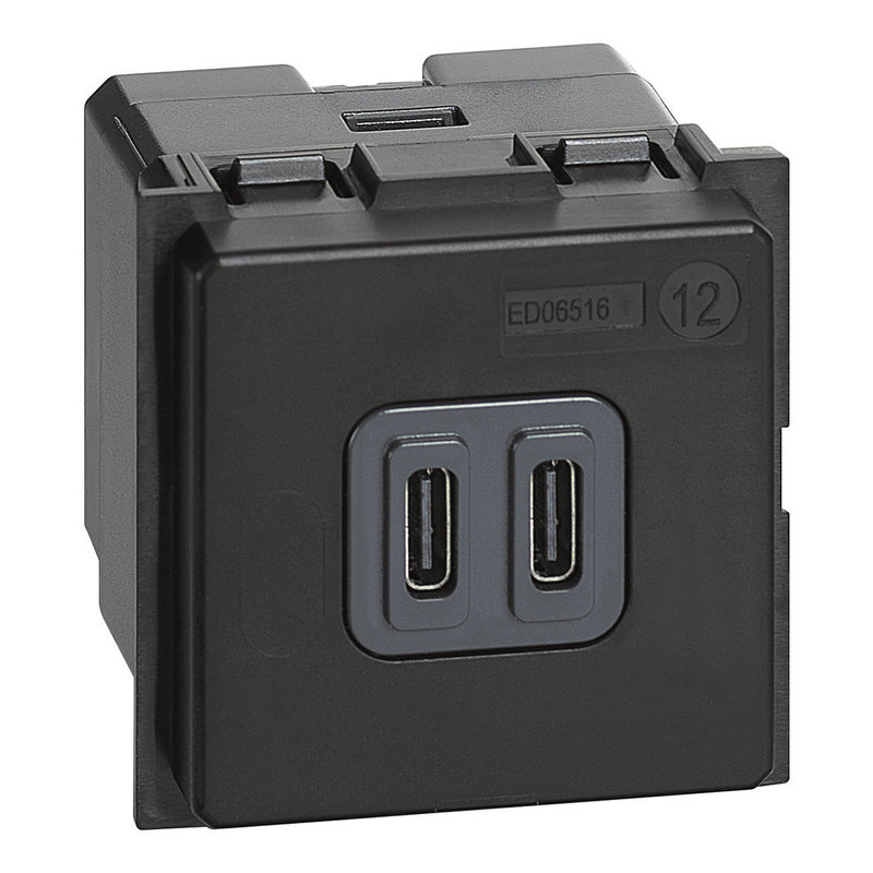 [BTI-BTK4286C2] Bticino BTK4286C2 - Prises 2 USB Type-C 3A 15W Living Now - 2 modules