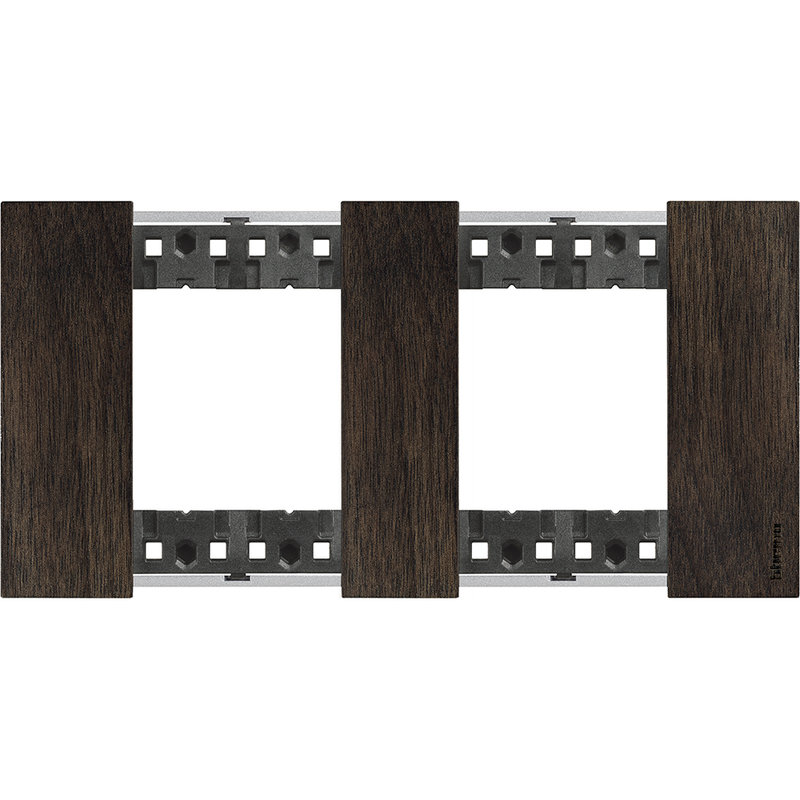 [BTI-BTKA4802M2LG] Bticino BTKA4802M2LG - Plaque de finition Living Now Collection Les Noirs 2x2 modules finition Noyer
