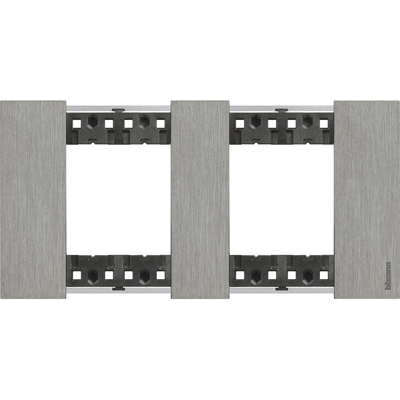 [BTI-BTKA4802M2ZG] Bticino BTKA4802M2ZG - Plaque de finition Living Now Collection Les Noirs 2x2 modules finition Acier