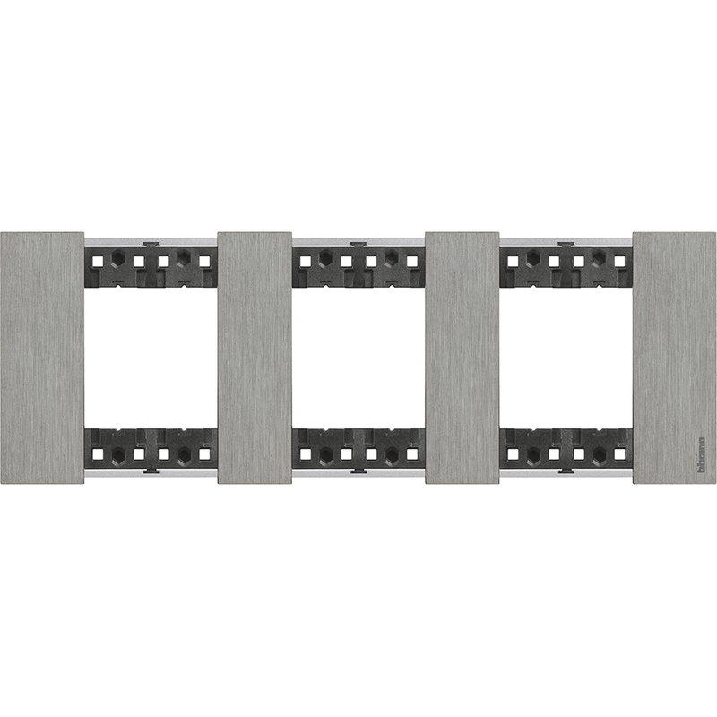 [BTI-BTKA4802M3ZG] Bticino BTKA4802M3ZG - Plaque de finition Living Now Collection Les Noirs 3x2 modules finition Acier