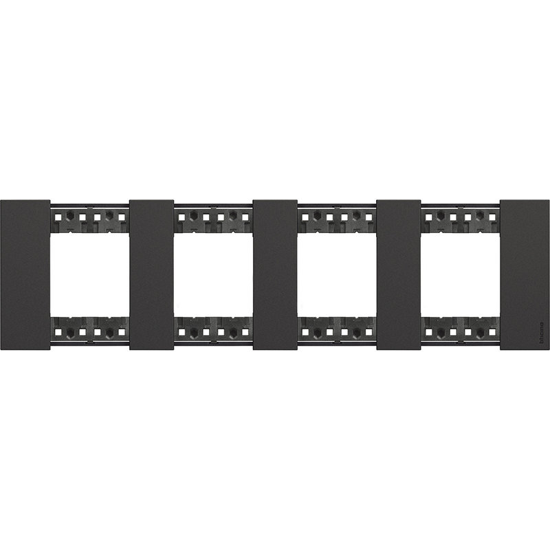 [BTI-BTKA4802M4KG] Bticino BTKA4802M4KG - Plaque de finition Living Now Collection Les Noirs 4x2 modules finition Noir