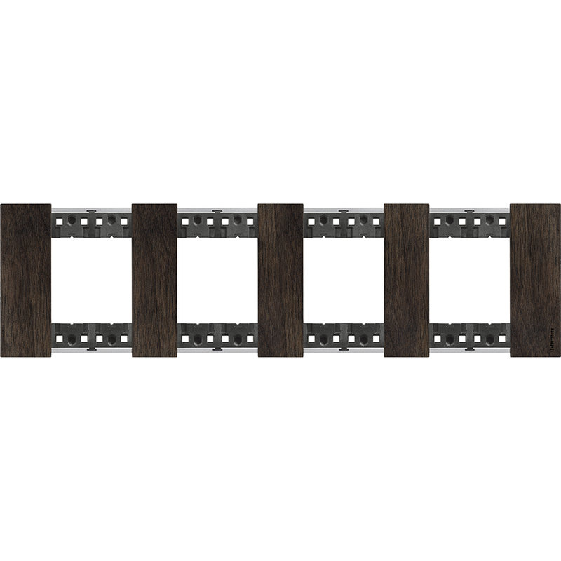[BTI-BTKA4802M4LG] Bticino BTKA4802M4LG - Plaque de finition Living Now Collection Les Noirs 4x2 modules finition Noyer