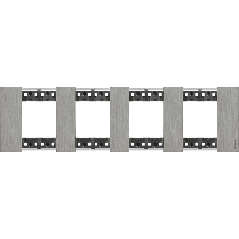 [BTI-BTKA4802M4ZG] Bticino BTKA4802M4ZG - Plaque de finition Living Now Collection Les Noirs 4x2 modules finition Acier
