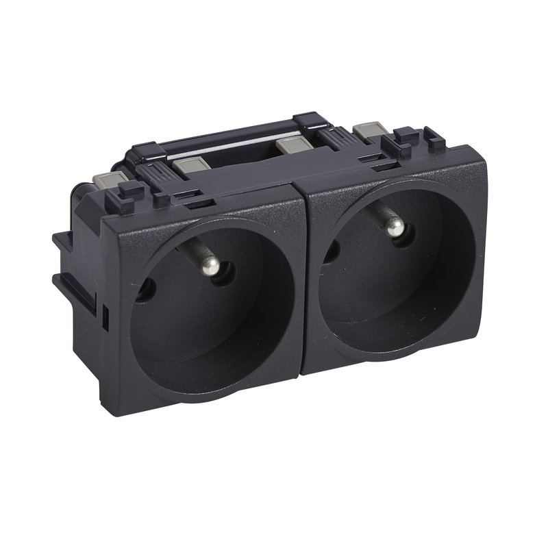 [BTI-BTL4142M2AN] Bticino BTL4142M2AN - Prise de courant précâblée Livinglight 2x2P+T 16A 250V~ à bornes auto Anthracite