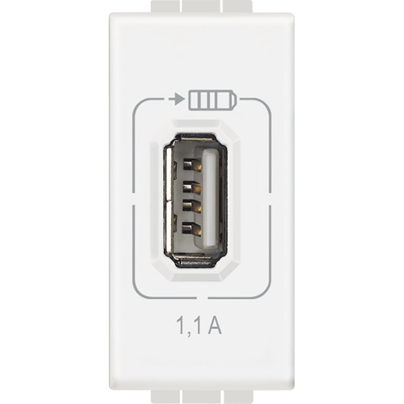 [BTI-BTN4285C1] Bticino BTN4285C1 - Chargeur USB simple Type-A Livinglight 1,1A - 1 module - Blanc