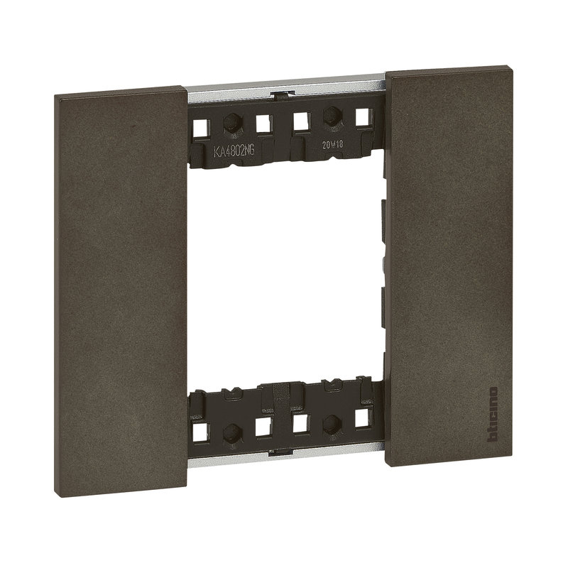 [BTI-BTKA4802NG] Bticino BTKA4802NG - Plaque de finition Living Now Collection Les Noirs 2 modules - Acier Space