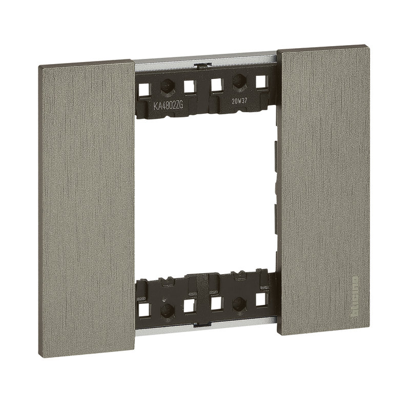[BTI-BTKA4802ZG] Bticino BTKA4802ZG - Plaque de finition Living Now Collection Les Noirs 2 modules finition Acier
