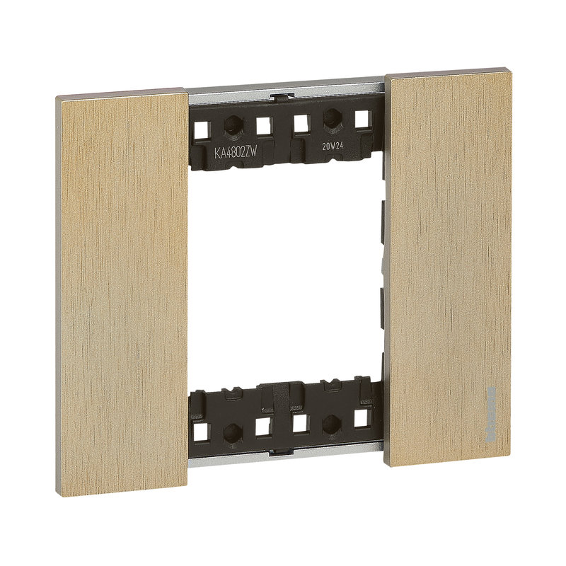 [BTI-BTKA4802ZW] Bticino BTKA4802ZW - Plaque de finition Living Now Collection Les Blancs 2 modules finition Or