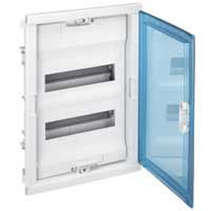 Legrand 001522 - Coffret modulaire encastré 2 rangées 24+4 mod porte isolante galbée transparente