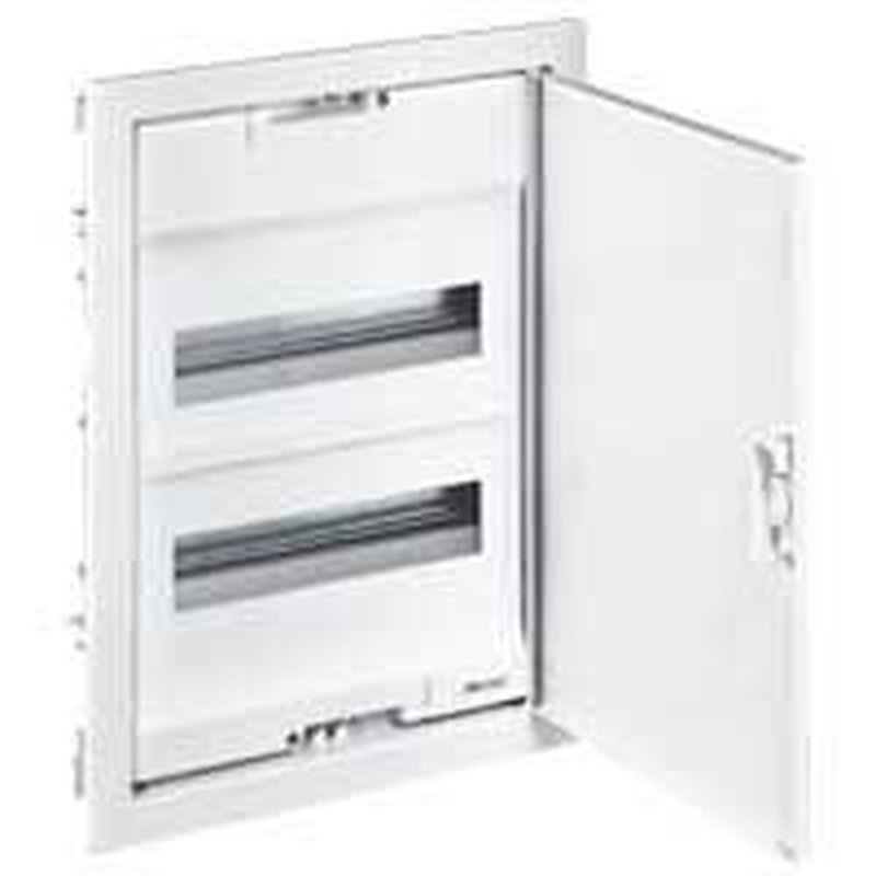 Legrand 001532 - Coffret modulaire encastré 2 rangée 24+4 modules porte métal extra plate blanche