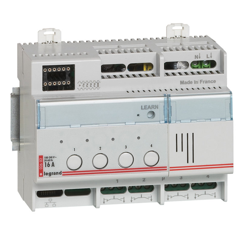 Legrand 002602 - Actionneur ON/OFF avec marche forcée 4x1000W MyHOME BUS - 6 modules DIN
