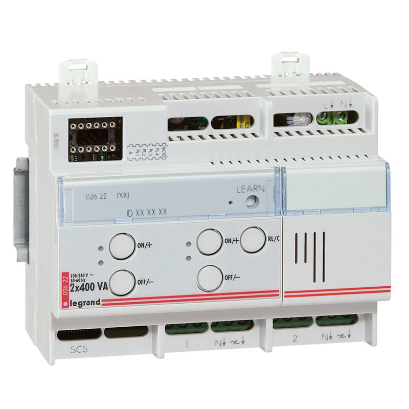 Legrand 002622 - Actionneur/variateur avec marche forcée 2x500W MyHOME BUS - 6 modules DIN