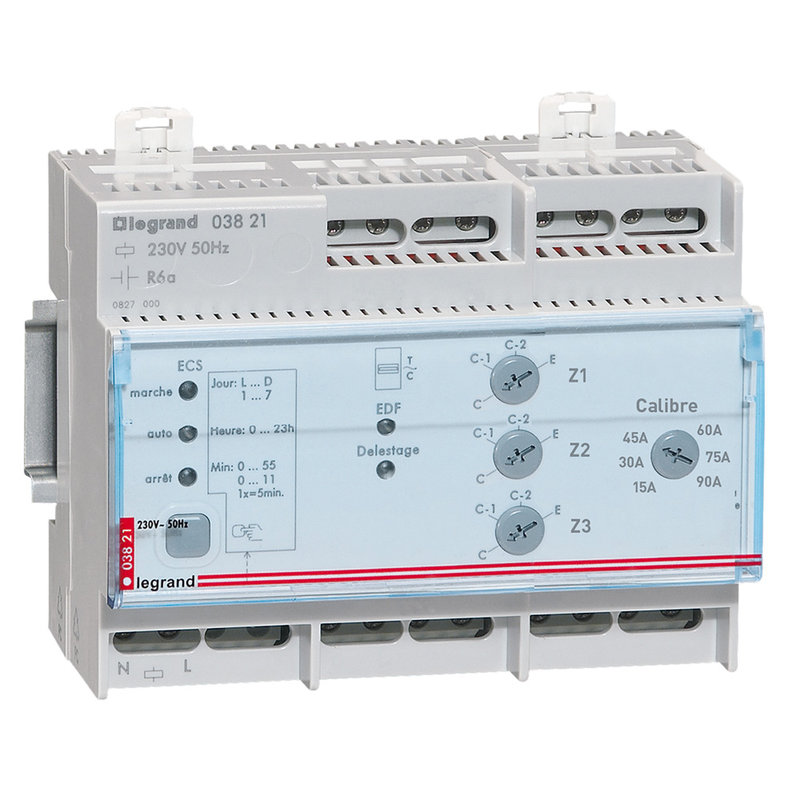 Legrand 003821 - Gestionnaire chauffage électrique fil pilote pour 3 zones - 6 modules DIN