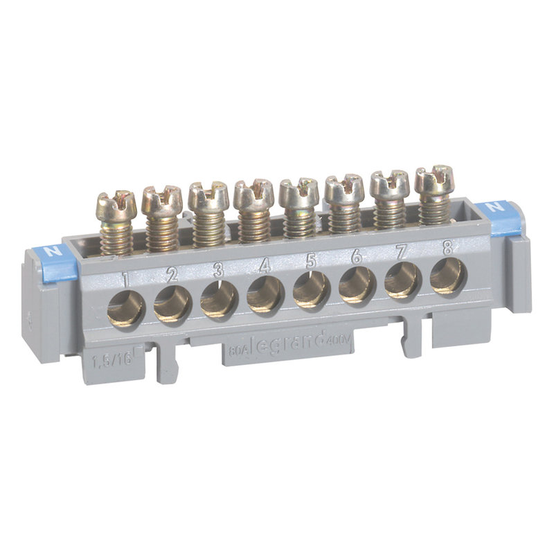 Legrand 004822 - Bornier de répartition nu sur support 4 connexions 1,5mm² à 16mm² - 75mm