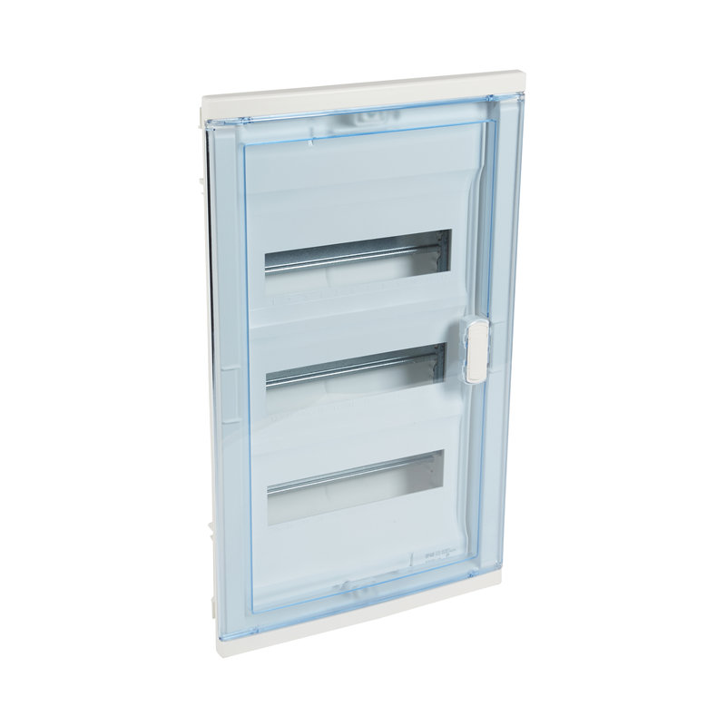 Legrand 001523 - Coffret modulaire encastré 3 rangées 36+6 mod porte isolante galbée transparente