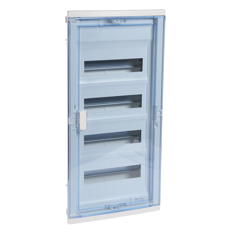 Legrand 001524 - Coffret modulaire encastré 4 rangées 48+8 mod porte isolante galbée transparente