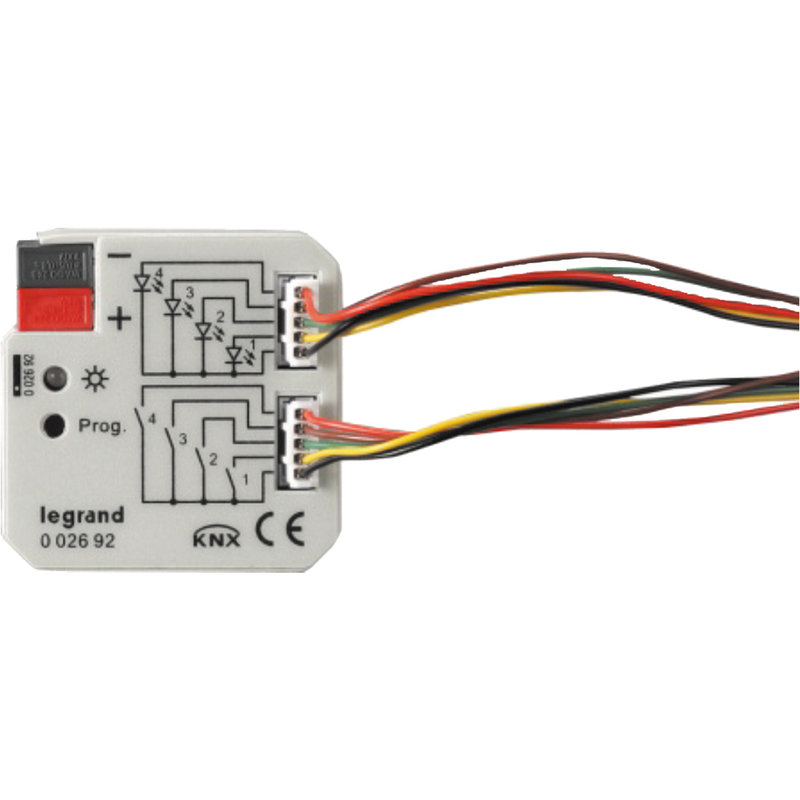 Legrand 002692 - Interface BUS KNX raccordement de contact sec 4 entrées , 4 sorties - encastré