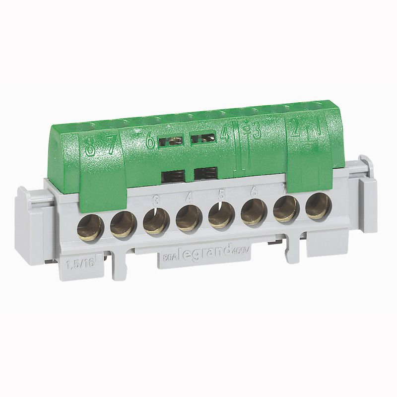 Legrand 004836 - Bornier de répartition isolé IP2X terre - 1 connexion 6 à 25mm² - longueur 176mm