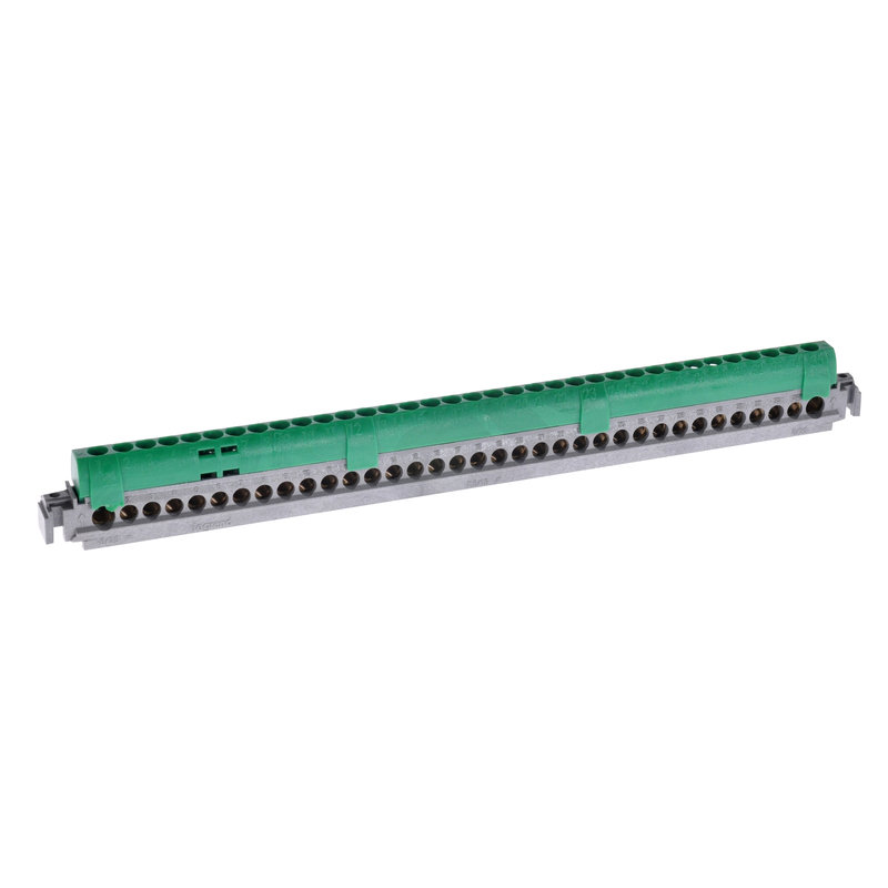 Legrand 004838 - Bornier de répartition isolé IP2X terre - 2 connexions 6-25mm² -vert -long.276mm