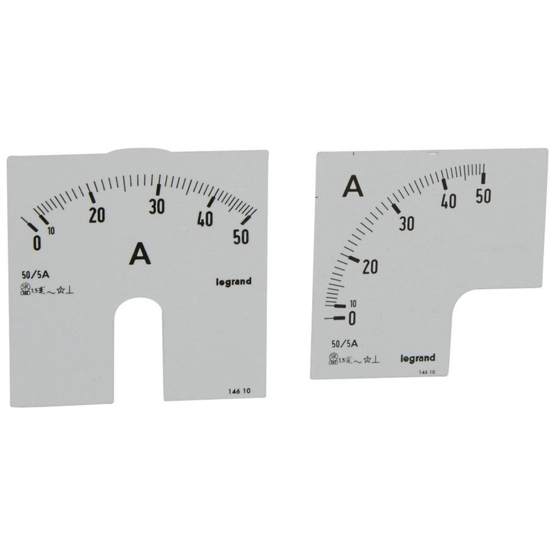 Legrand 014610 - Cadran de mesure pour ampèremètre analogique (1 rond + 1 carré) - 0A à 50A