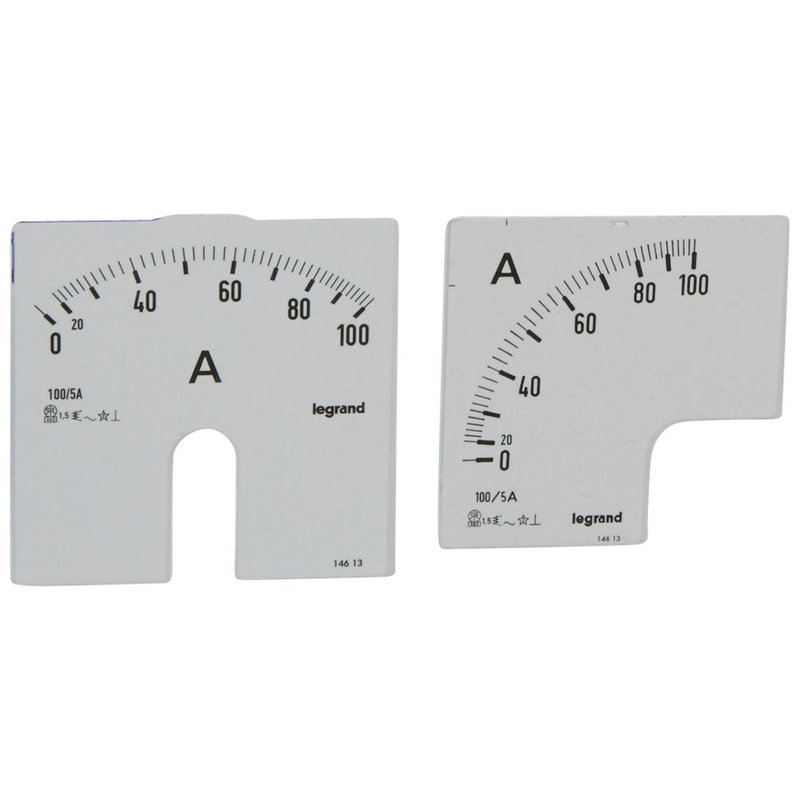 Legrand 014613 - Cadran de mesure pour ampèremètre analogique (1 rond + 1 carré) - 0A à 100A