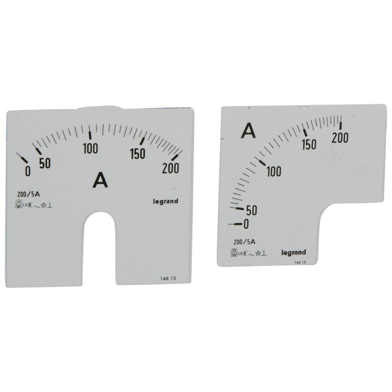 Legrand 014615 - Cadran de mesure pour ampèremètre analogique (1 rond + 1 carré) - 0A à 200A