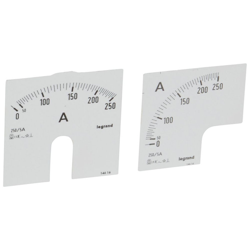Legrand 014616 - Cadran de mesure pour ampèremètre analogique (1 rond + 1 carré) - 0A à 250A