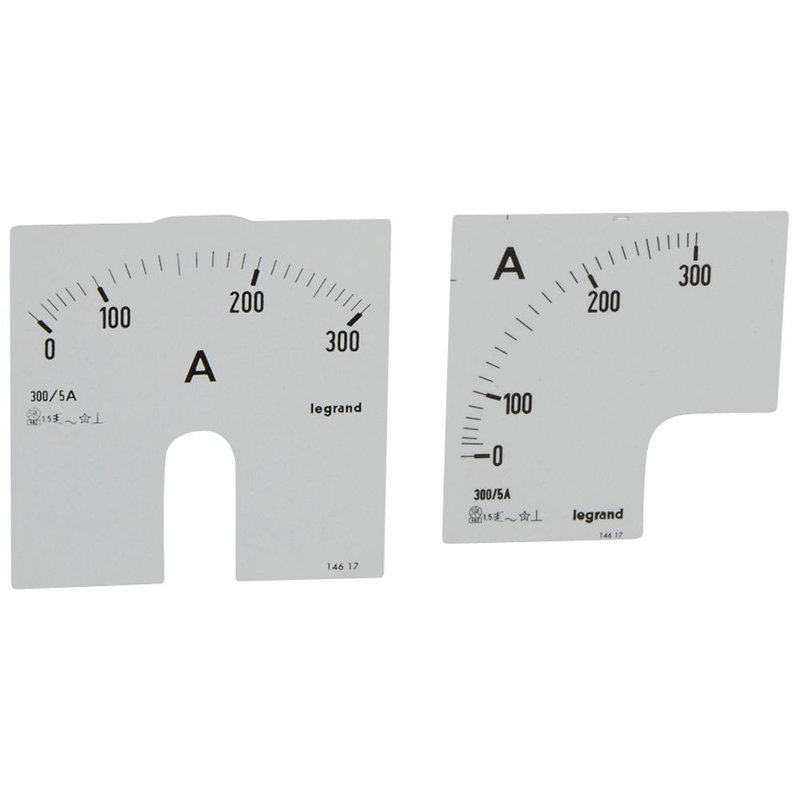 Legrand 014617 - Cadran de mesure pour ampèremètre analogique (1 rond + 1 carré) - 0A à 300A