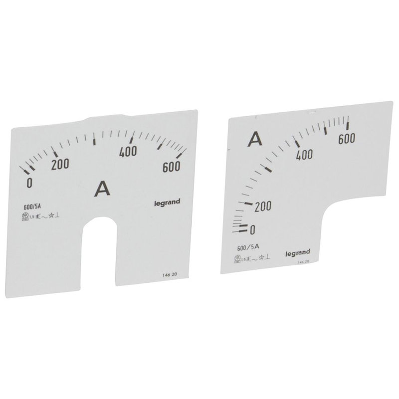 Legrand 014620 - Cadran de mesure pour ampèremètre analogique (1 rond + 1 carré) - 0A à 600A