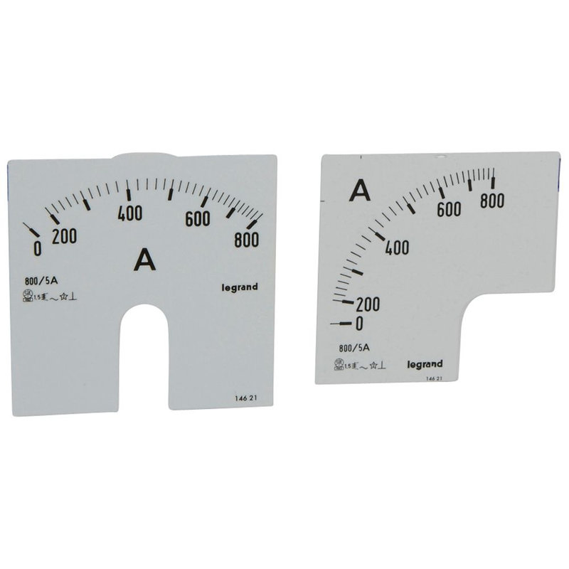 Legrand 014621 - Cadran de mesure pour ampèremètre analogique (1 rond + 1 carré) - 0A à 800A