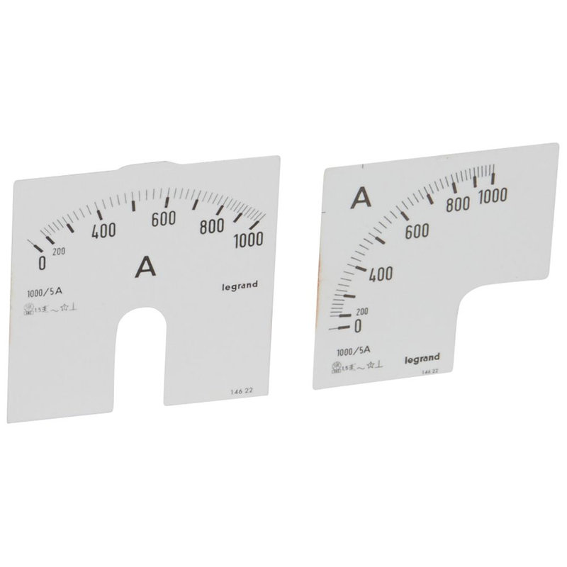 Legrand 014622 - Cadran de mesure pour ampèremètre analogique (1 rond + 1 carré) - 0A à 1000A