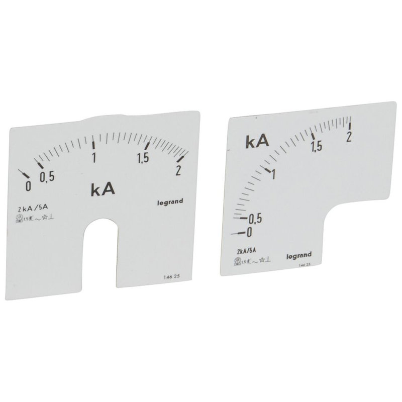 Legrand 014625 - Cadran de mesure pour ampèremètre analogique (1 rond + 1 carré) - 0A à 2000A