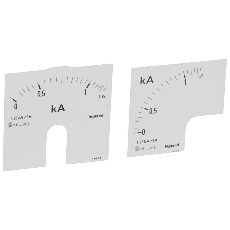 Legrand 014666 - Cadran de mesure pour ampèremètre analogique (1 rond + 1 carré) - 0A à 1250A