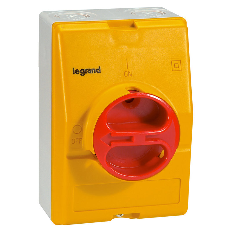 Legrand 022242 - Boîtier vide inter-sectionneur rotatif composable 3P/4P 25A/32A jaune/rouge