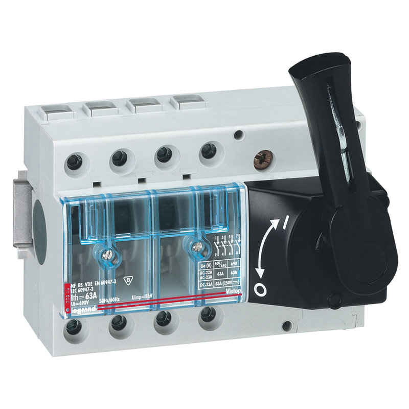 Legrand 022515 - Interrupteur-sectionneur Vistop 63A - 4P avec commande frontale et poignée noire