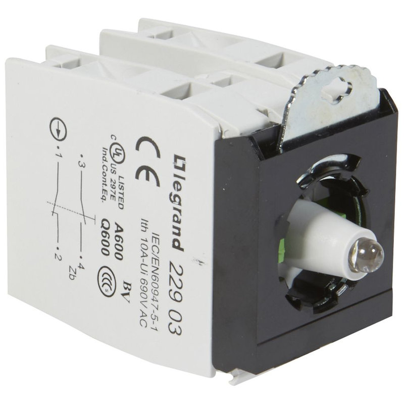Legrand 022980 - Osmoz compo - sous-ensemble bloc - tête lum - à vis - 12/24V~/= - 2NO/NF blanc