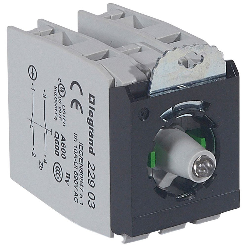 Legrand 022982 - Osmoz compo - sous-ensemble bloc - tête lum - à vis - 12/24V~/= - 2NO/NF vert