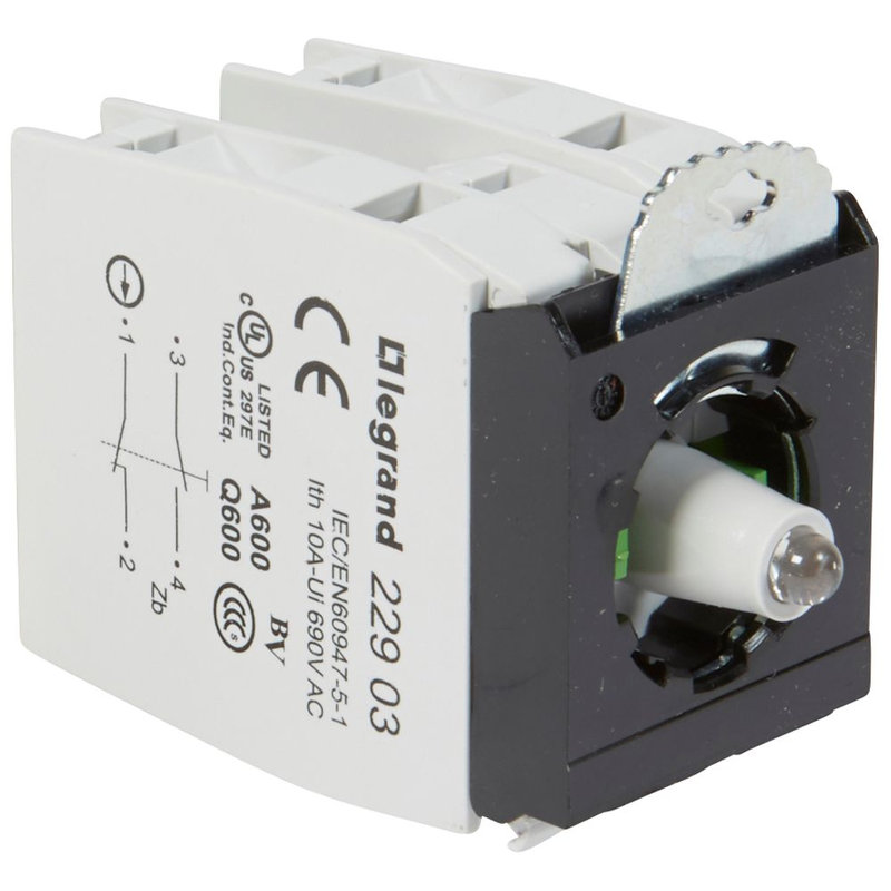 Legrand 022991 - Sous-ensemble bloc tête lum Osmoz raccordement à vis 230V~ 2contacts NO/NF rouge