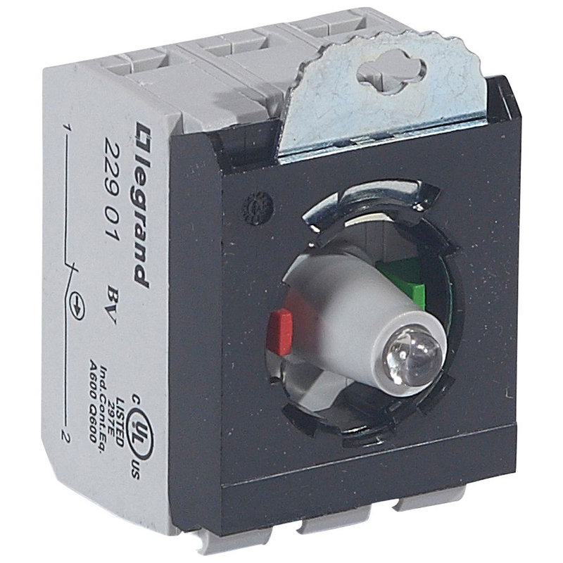 Legrand 023004 - Osmoz compo - sous-ensemble bloc - tête lum - à vis - 12/24V~/= - NO+NF - rouge