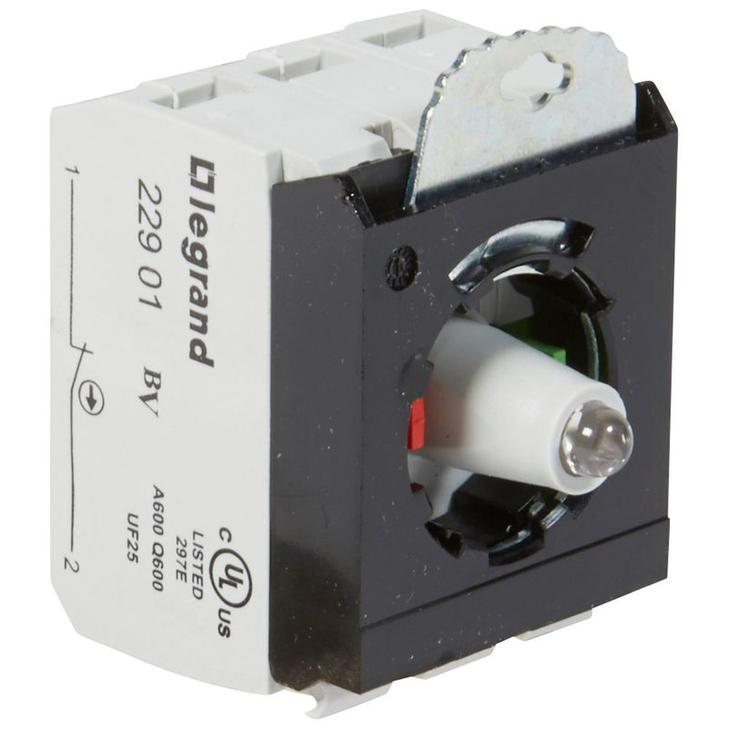 Legrand 023005 - Osmoz compo - sous-ensemble bloc - tête lum - à vis - 12/24V~/= - NO+NF - vert