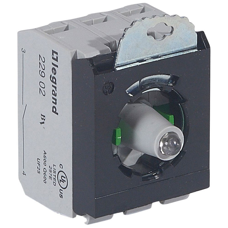 Legrand 023008 - Osmoz compo - sous-ensemble bloc - tête lum - à vis - 12/24V~/= - 2NO - vert